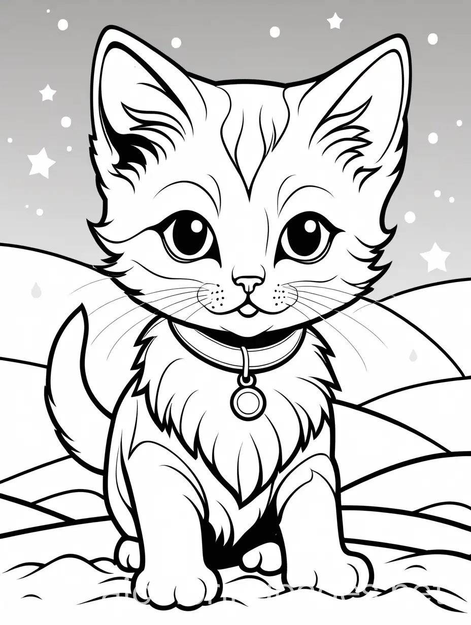 Kitten-Playing-in-Snow-Coloring-Page