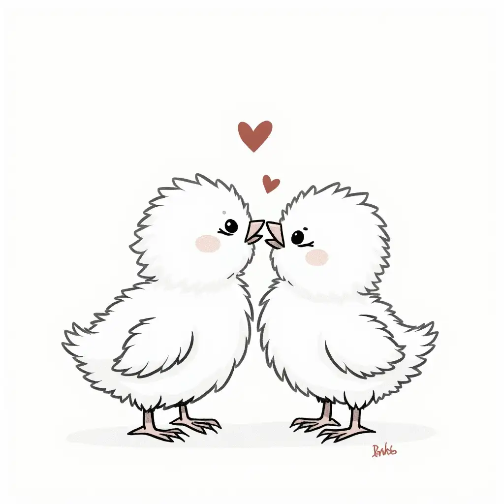 Affectionate-Baby-Chicks-in-Love-Sketch