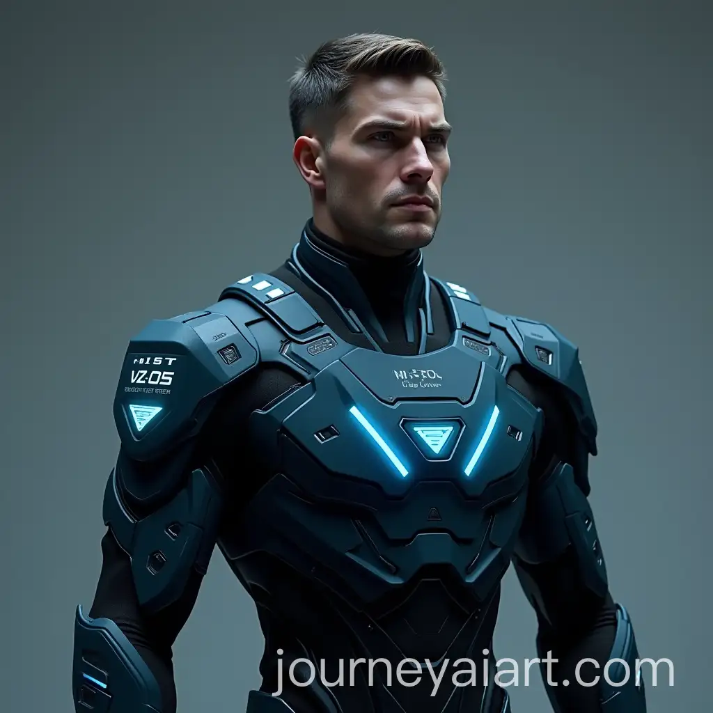 Advanced-Male-Android-Model-VZ05-in-Dark-Charcoal-Uniform-with-Neon-Blue-Accents
