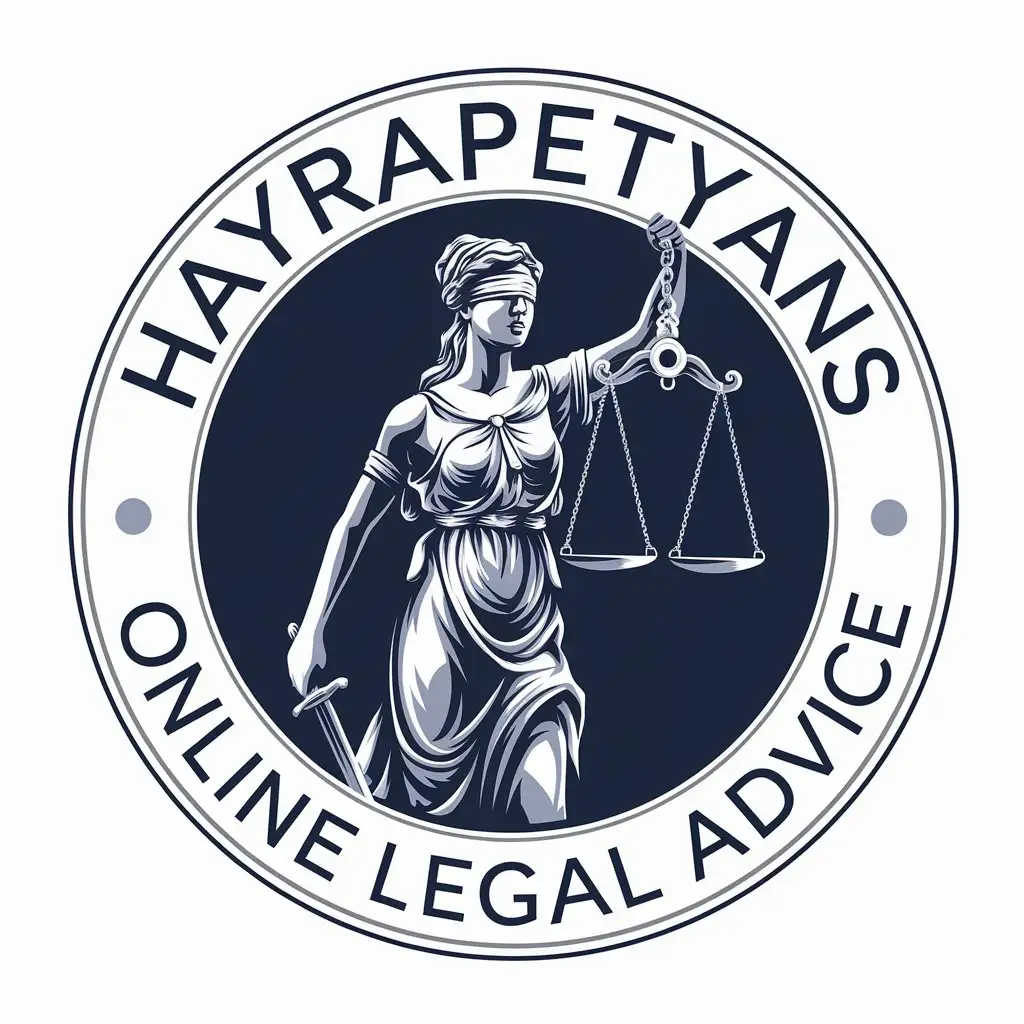 a vector logo design,with the text "Hayrapetyans online legal advice", main symbol:Themis,Moderate,be used in Legal industry,clear background