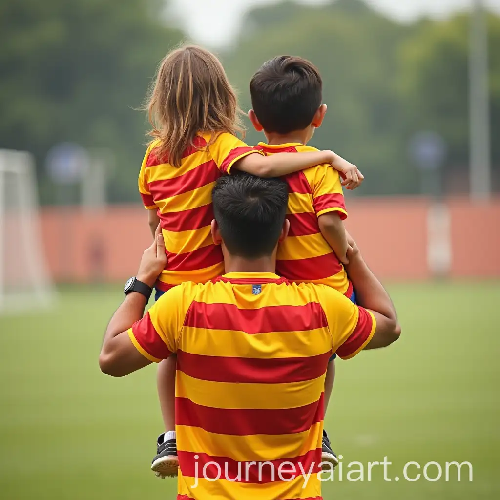 Father-and-Son-in-Yellow-and-Red-Soccer-Jerseys
