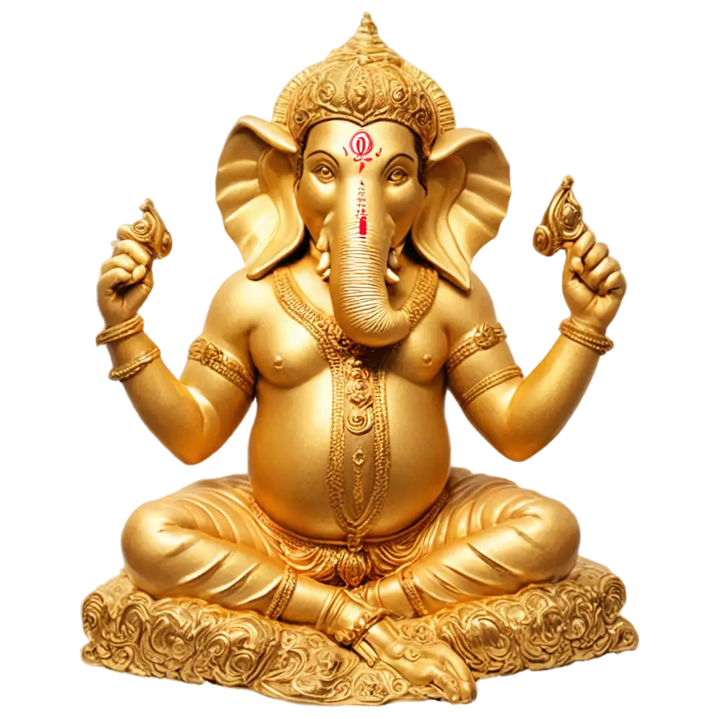 Ganpati-Bappa-in-Gold-Color-PNG-Image-for-Digital-Art-and-Design