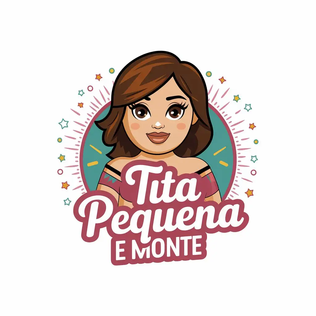 LOGO-Design-for-Tita-Peque-Monte-Brunette-Woman-in-Party-Clothes-Symbolizing-Festive-Spirit