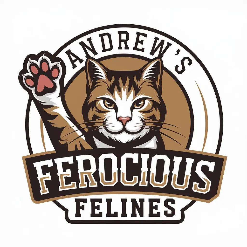 LOGO Design for Andrews Ferocious Felines Elegant Cat and Kitten Theme on Transparent Background