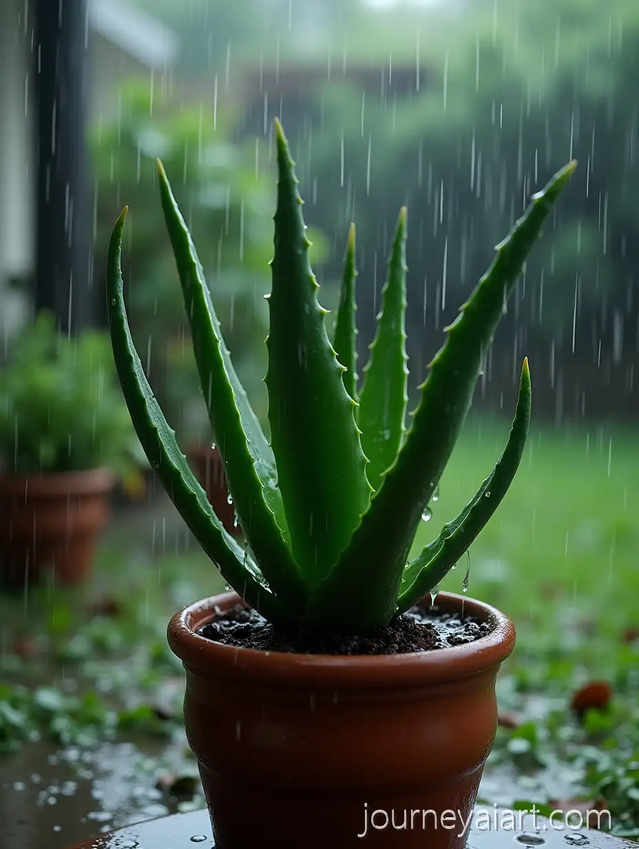 CloseUp-of-Aloe-VeraAI-Art-Prompt-Expansion-Plant-in-Clay-Pot-During-Monsoon-Rain