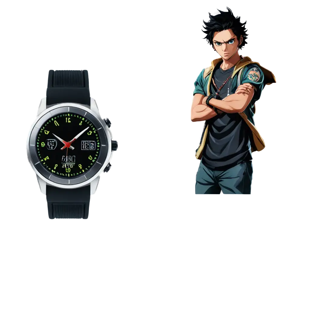 Demon-Slayer-Anime-Character-Wearing-Casio-Watch-PNG-Angrily-Staring-with-Intense-Detail