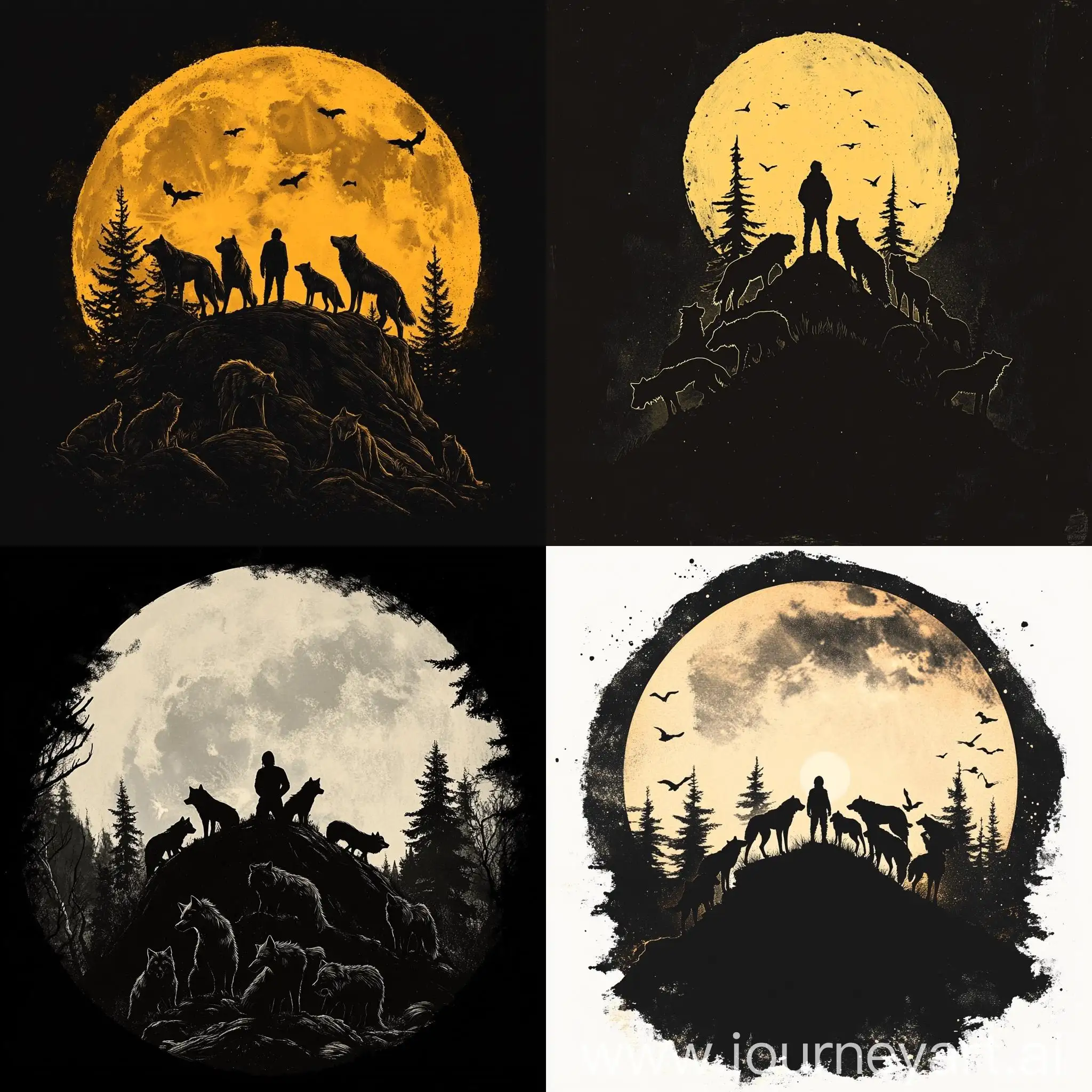 Vinyl-Music-Record-Cover-with-Wolves-and-Moonlit-Forest