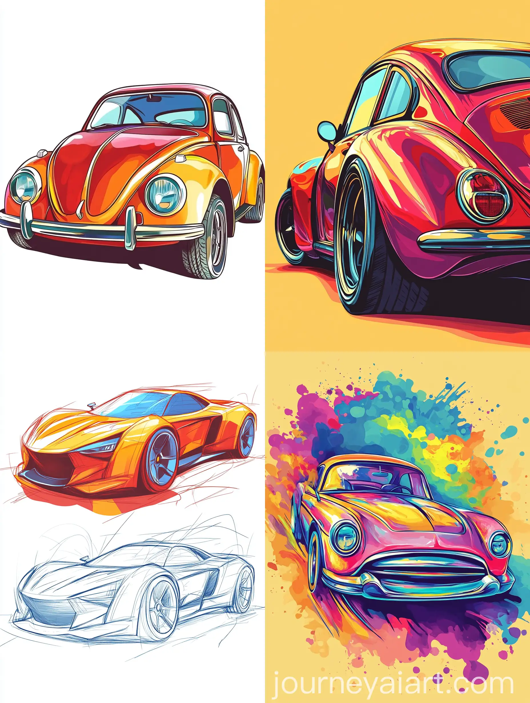 Cartoon-Car-Drawing-in-Vivid-Colors-with-Simple-and-Bold-Designs