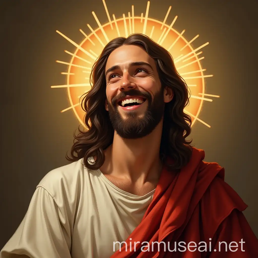 Smiling Jesus Portrait with Serene Expression