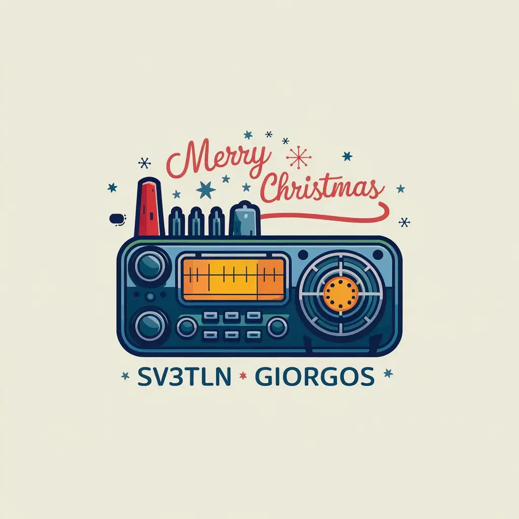 LOGO Design for Merry Christmas SV3TLN Giorgos Ham Radio Yaesu with Moderate Style and Clear Background