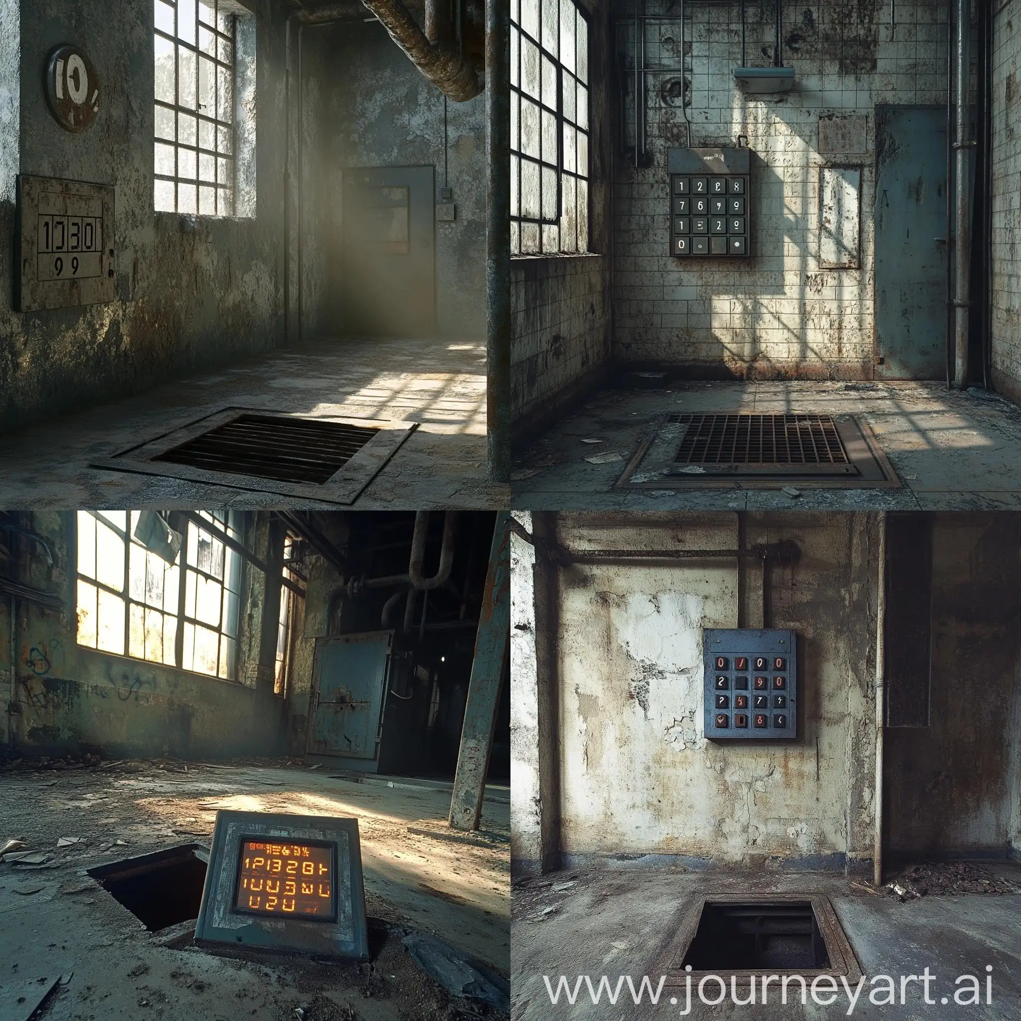 Room-in-Old-Abandoned-Factory-with-Trapdoor-and-Code-Panel