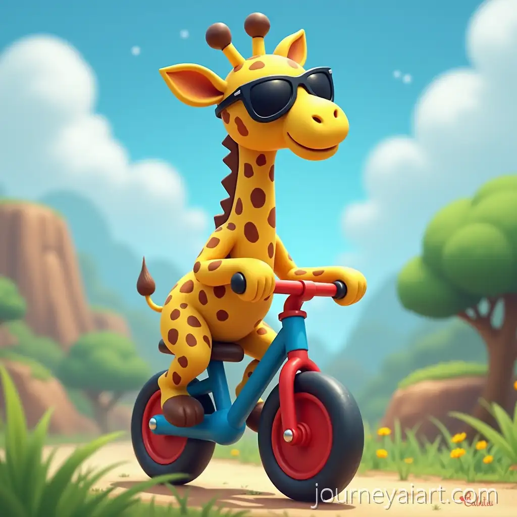 Yellow-Giraffe-withYellow-giraffe-on-bicycle-Sunglasses-Riding-a-Bicycle-at-Shy-Guy-Falls