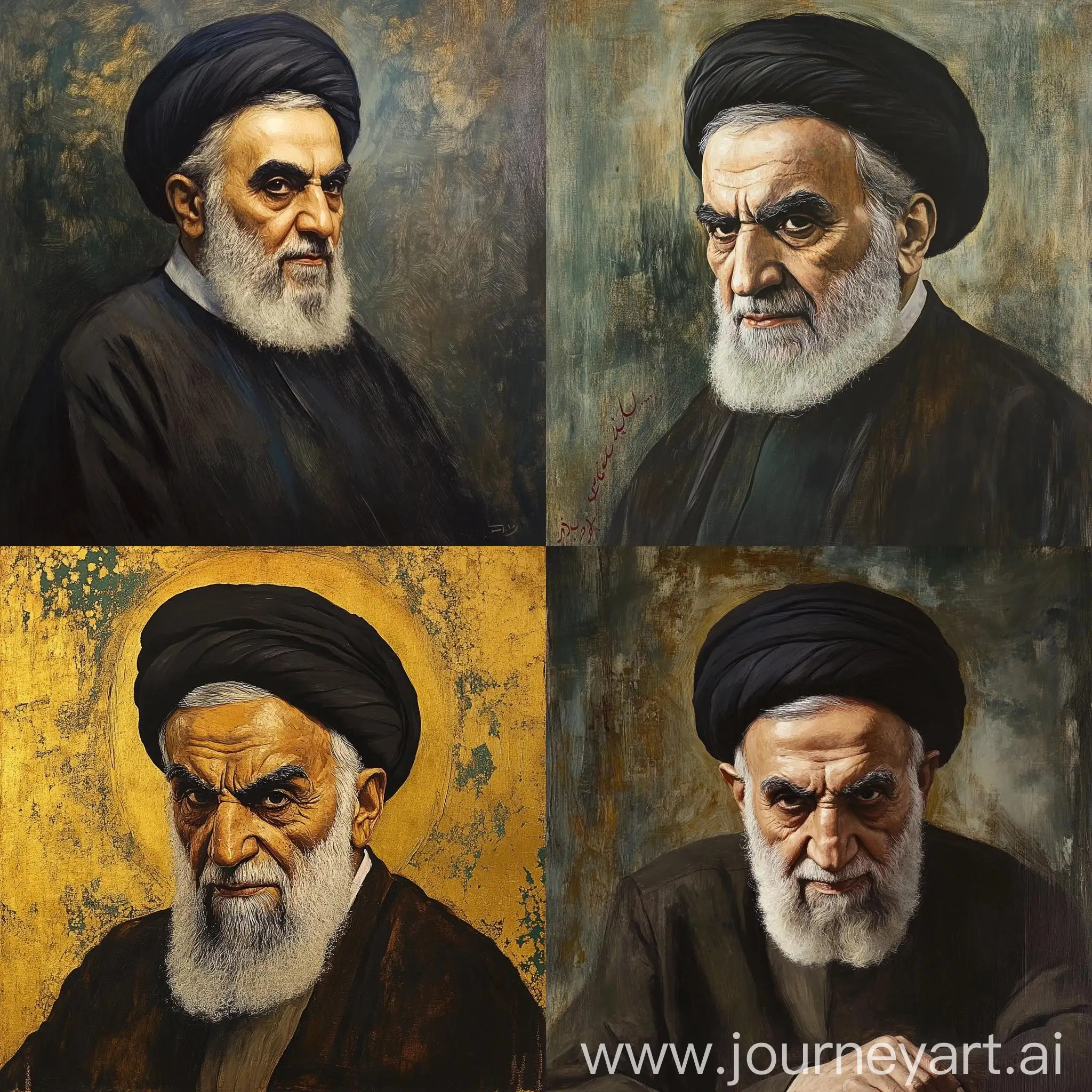 Portrait-of-Imam-Khomeini-in-Monochrome-with-Majestic-Pose