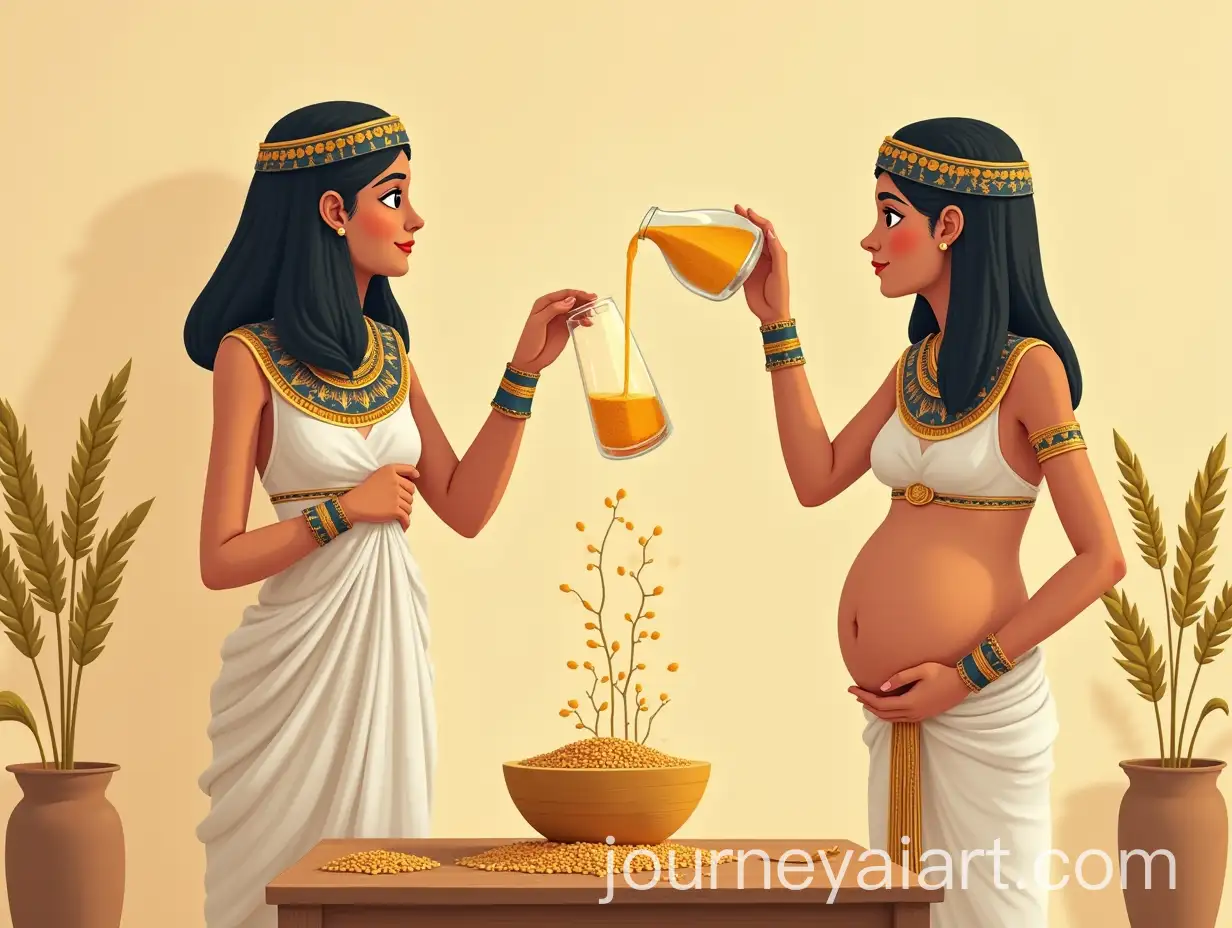 Ancient-Egyptian-Women-Performing-Pregnancy-Test-with-Barley-and-Wheat