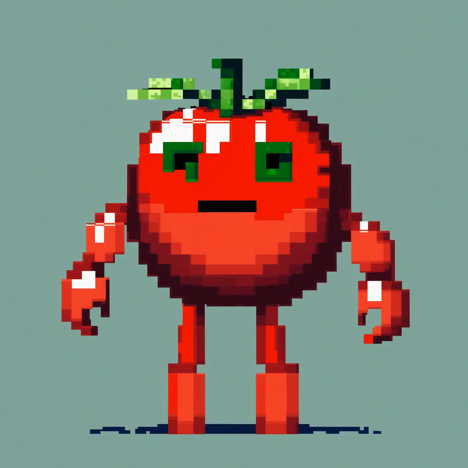 Whimsical Heavily Pixelated Tomato Character with Arms and Legs