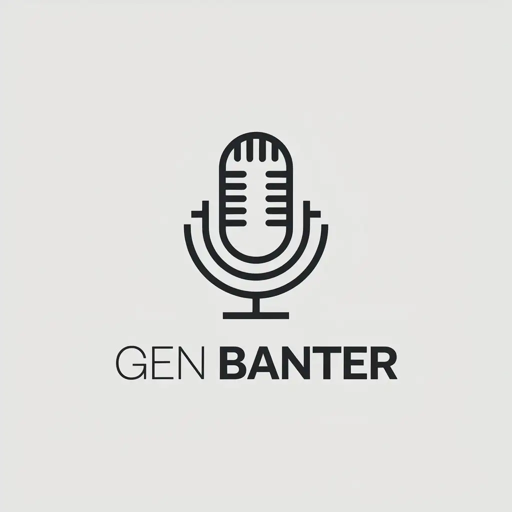 LOGO Design for GEN BANTER Retro Microphone in Minimalistic Style for Entertainment Industry with Black Background