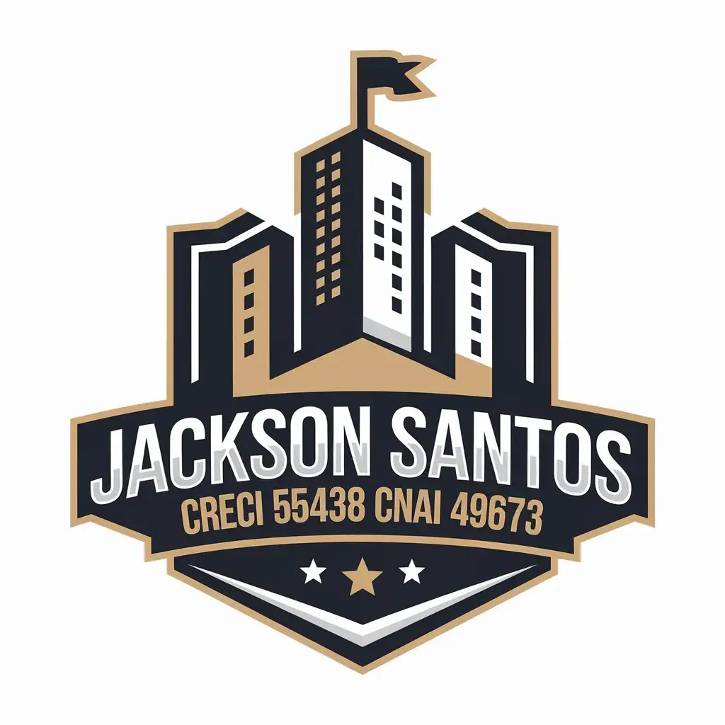 a vector logo design,with the text "Jackson Santos  Creci 55438 Cnai 49673", main symbol:Imobiliaria,Moderate,be used in Real Estate industry,clear background