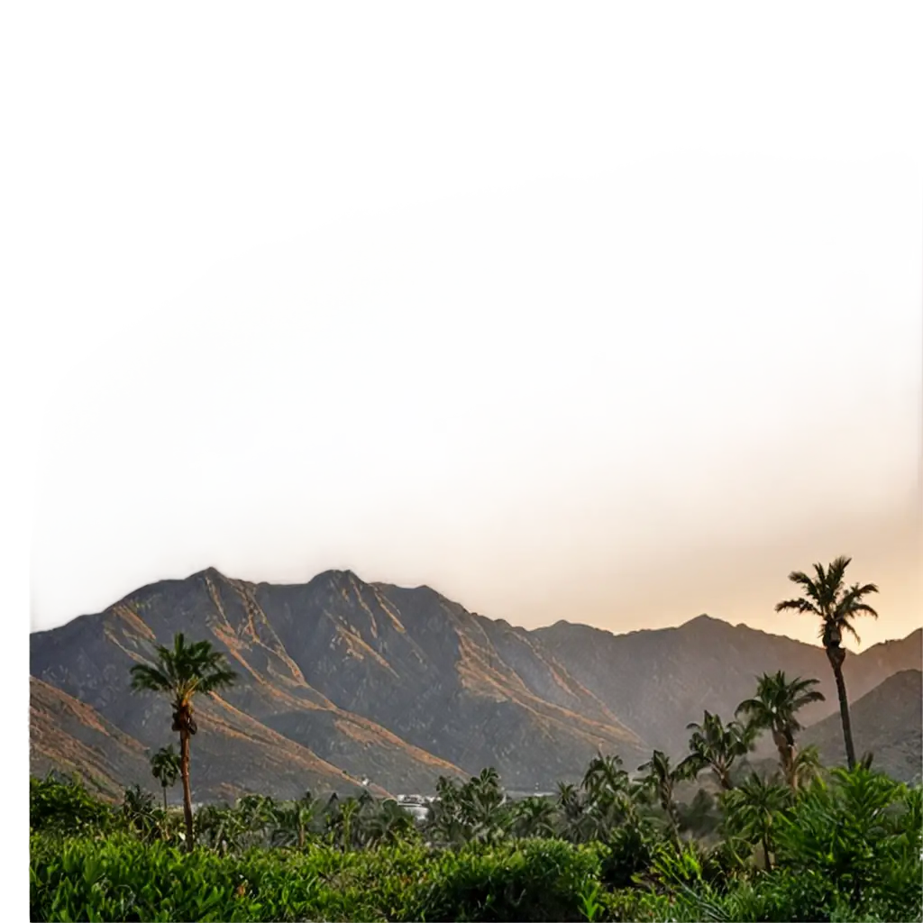 Stunning-PNG-Image-of-the-Sun-Rising-Between-Mountains-with-Palm-Trees-Perfect-for-Your-Digital-Projects