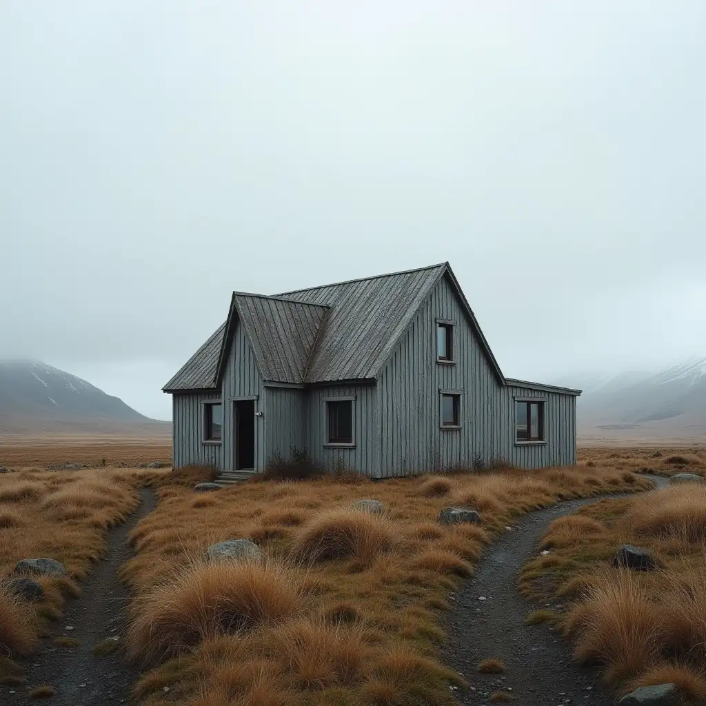 Deserted House in Iceland Landscape