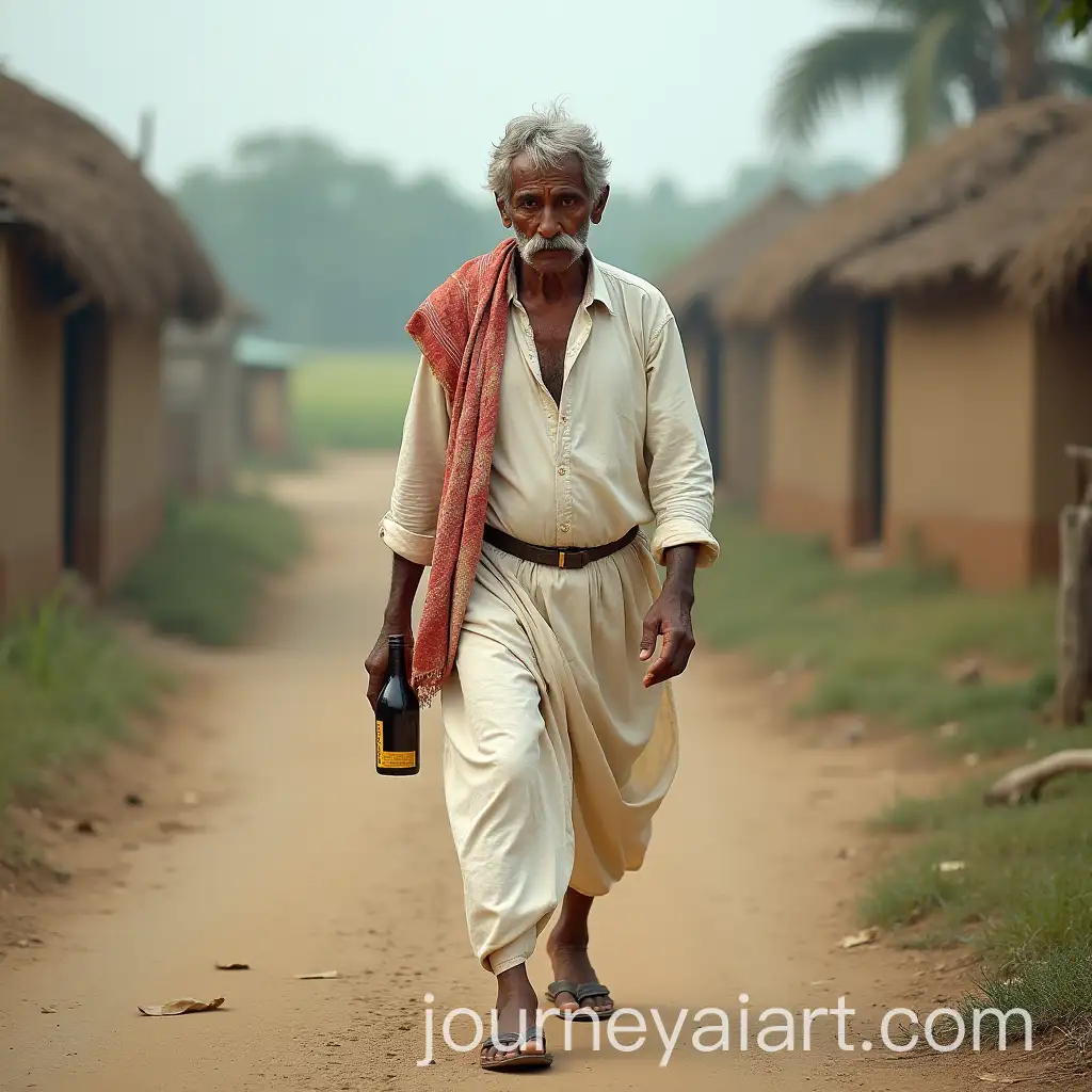 Drunken-Village-Man-with-Alcohol-Bottle-in-Rural-Setting