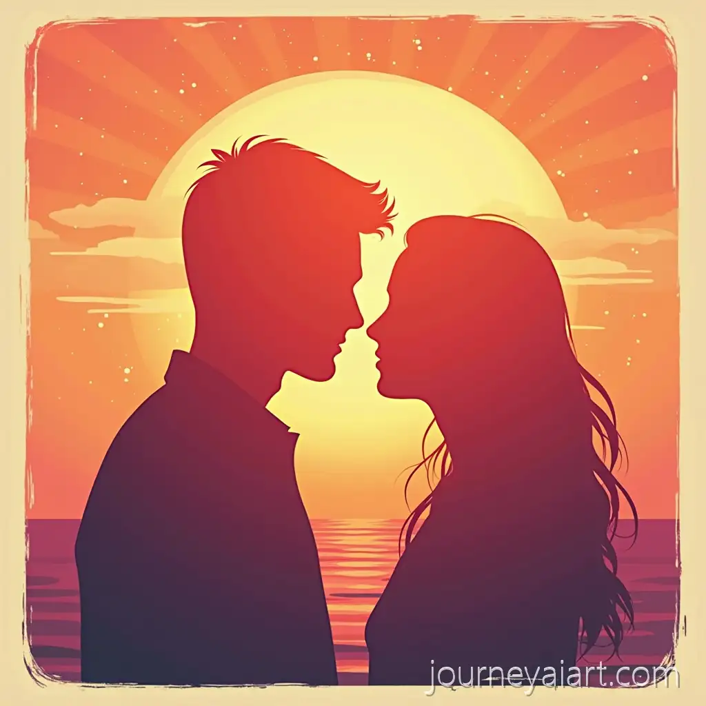 RetroInspired-Disco-House-Artwork-with-Silhouetted-Couple-at-Sunset