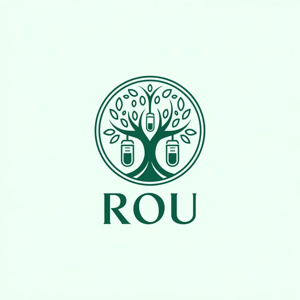 a vector logo design,with the text "Rou", main symbol:tree medicine,Moderate,clear background