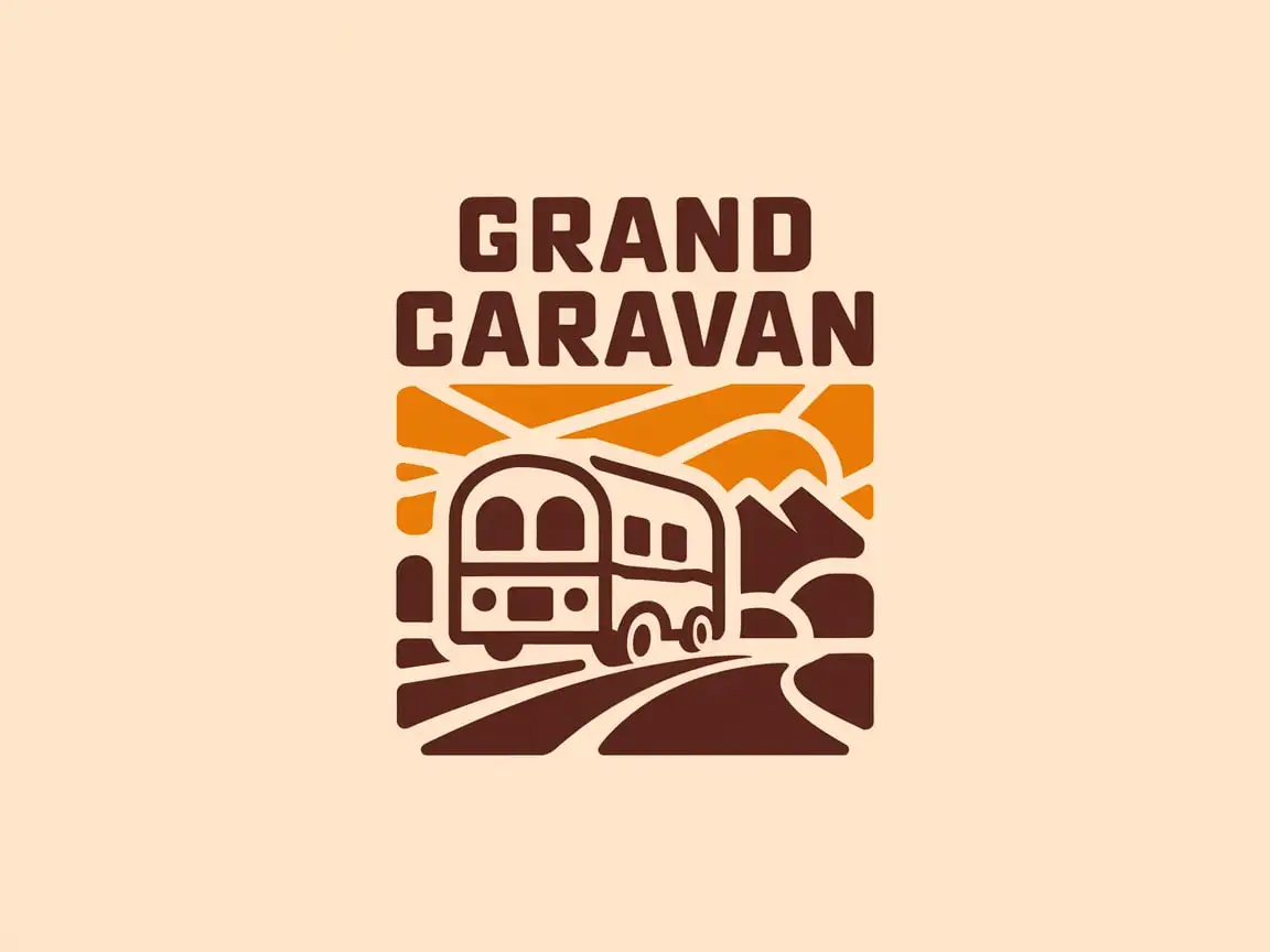 Grand Caravan Logo Design Featuring Bold Typography and Modern Vehicle Silhouette