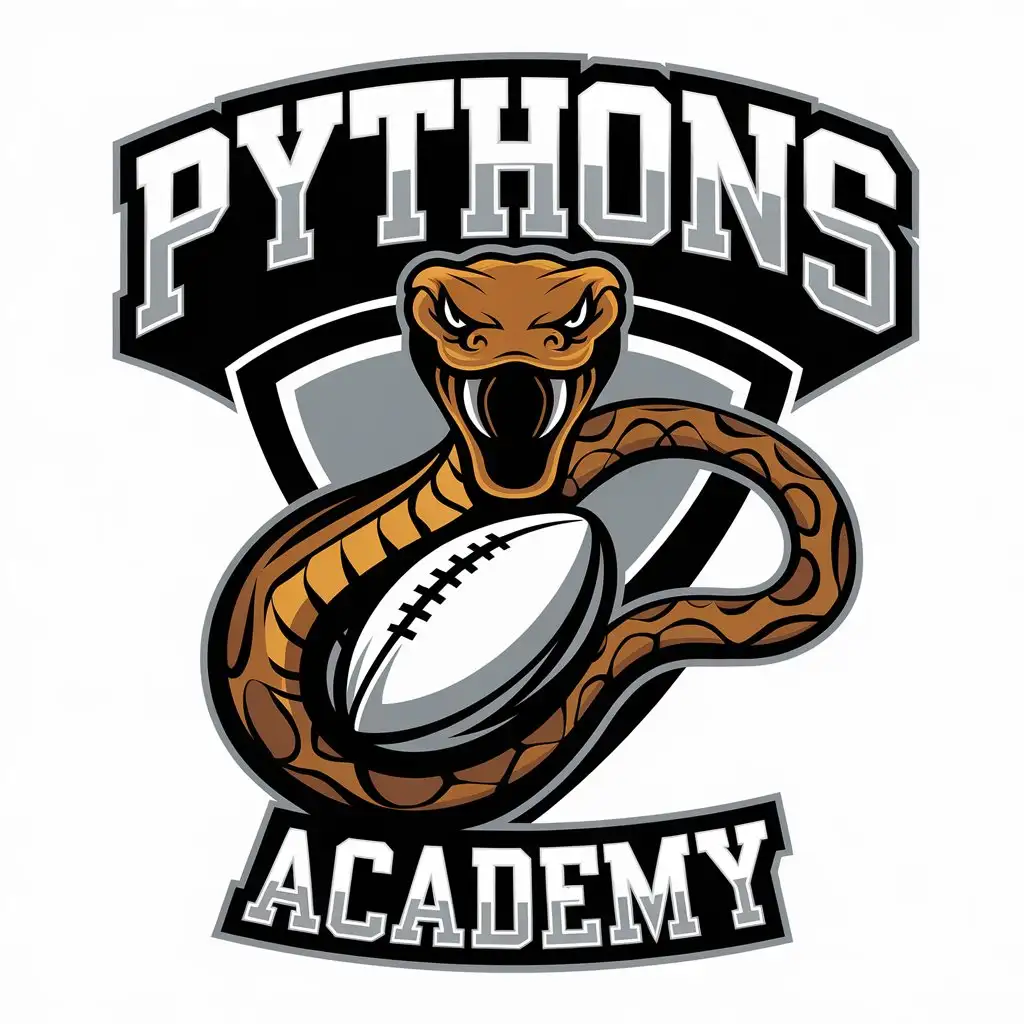 LOGO Design for Pythons Academy Python Rugby Ball in a Complex Sports Fitness Theme