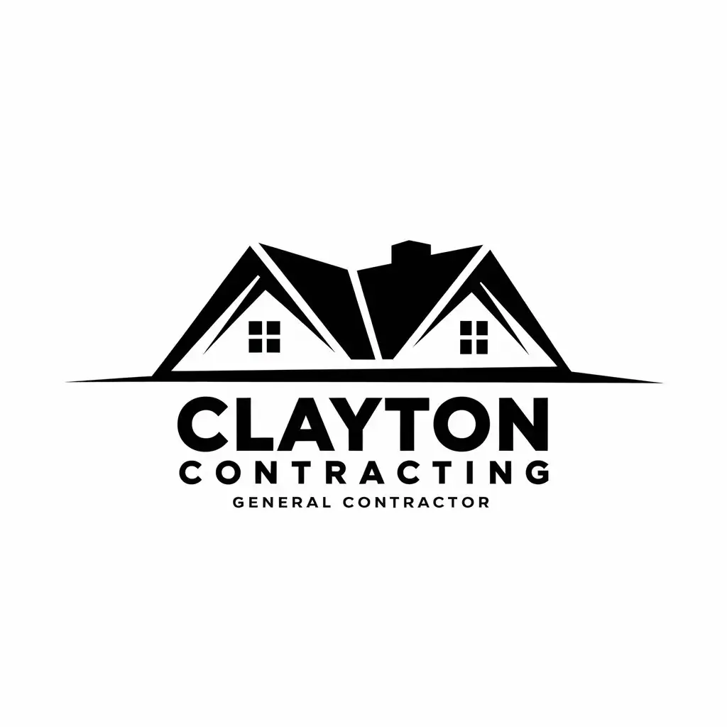 LOGO Design for Clayton Contracting Vector Logo with Home Roof Elevation Plan for Construction Industry