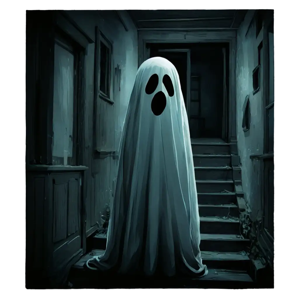 digital art of ghost in an old house