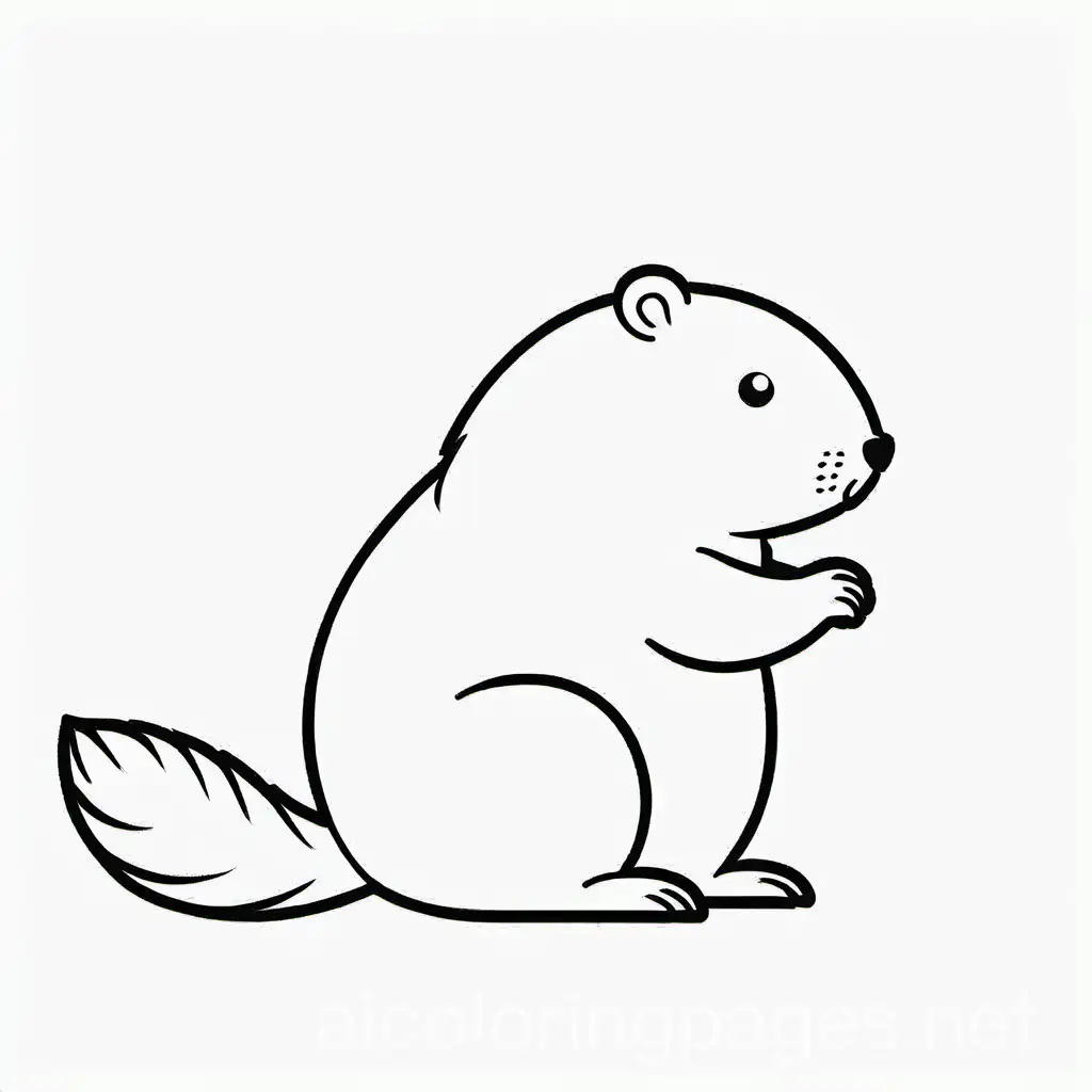 Simple-Coloring-Page-of-a-Cute-Side-View-Beaver