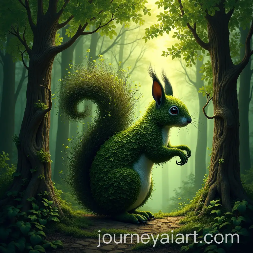 Fantastical-Forest-Scene-Shaping-a-Squirrel-from-Trees-and-Vines
