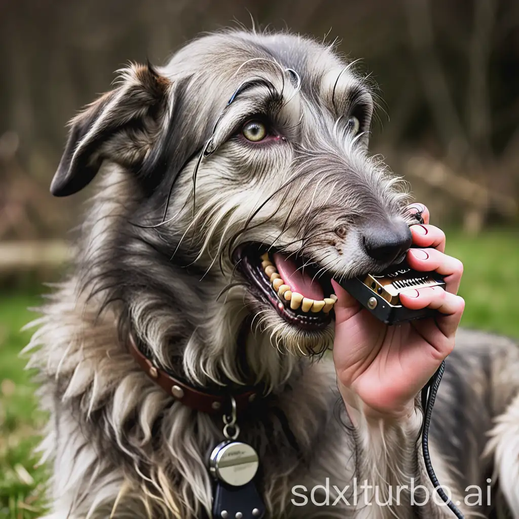 Wolfhound playing the harmonica