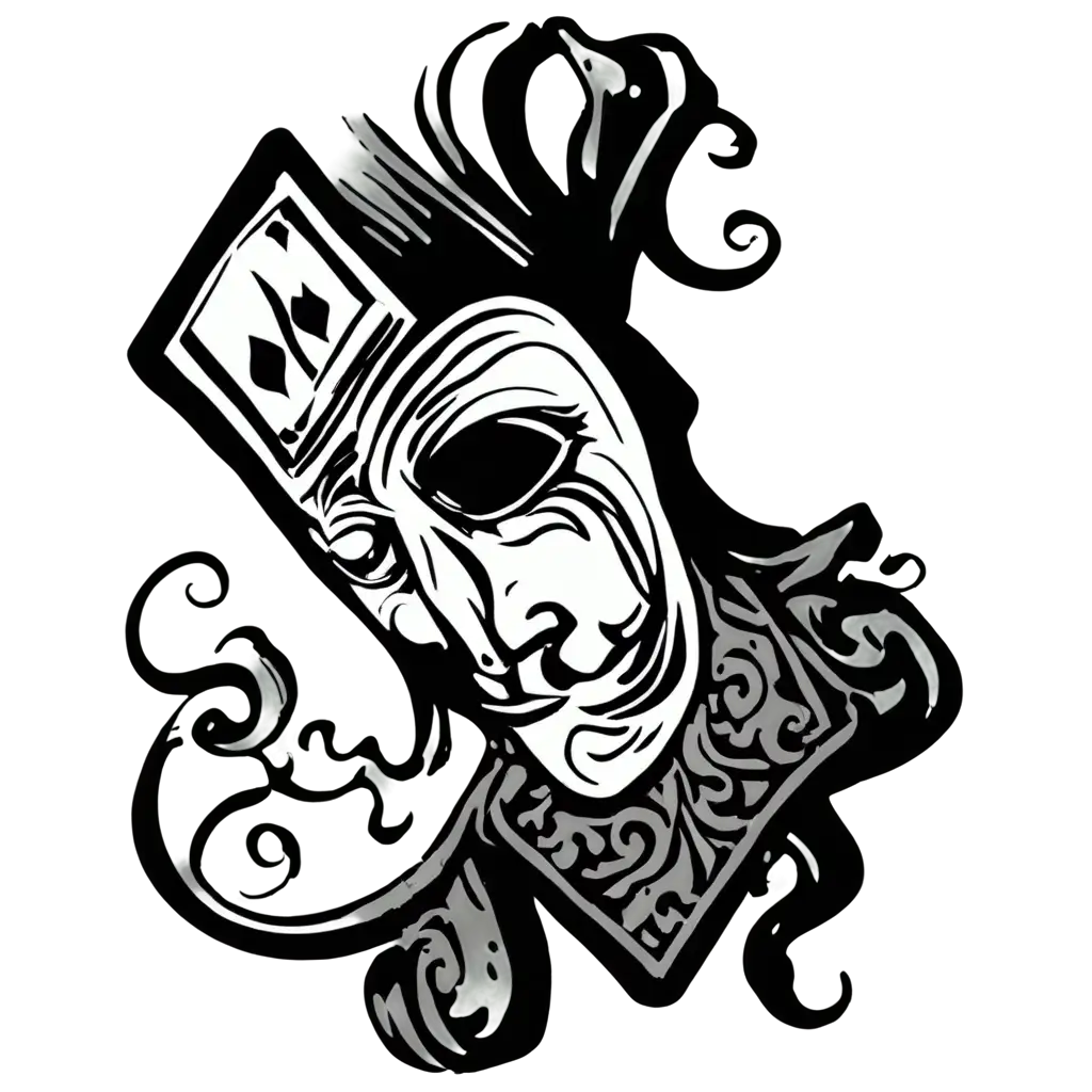 PNG-Image-of-a-Jester-Tattoo-Artistic-Blackjack-and-Poker-Theme-in-Black-and-White