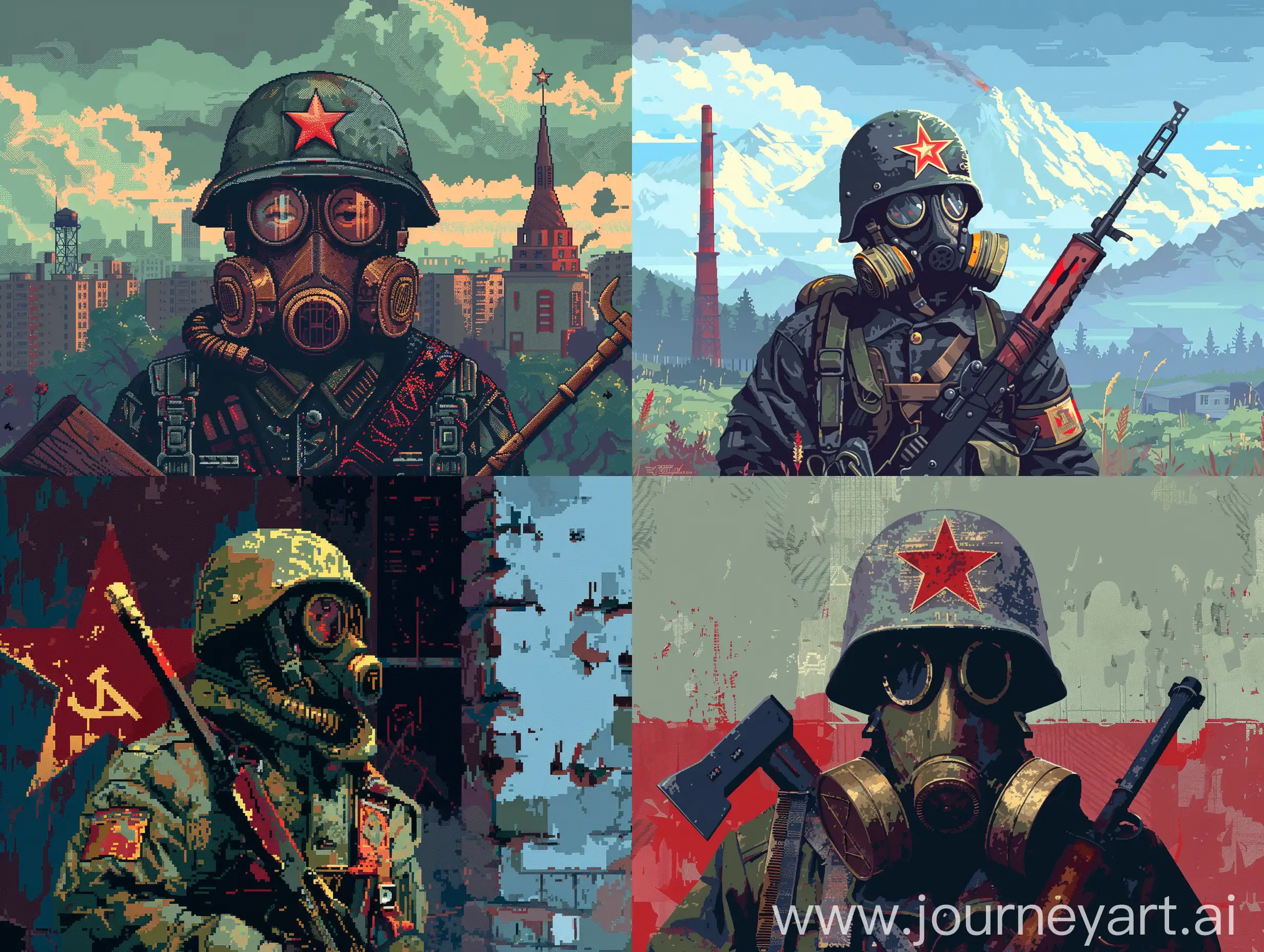 Soviet-Soldier-in-Gas-Mask-with-Red-Star-and-Hammer-Sickle-Emblem