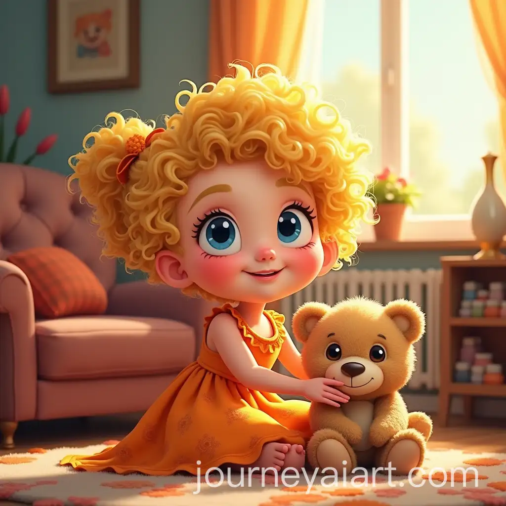 Young-Girl-Playing-with-Teddy-Bears-in-a-Bright-Living-Room