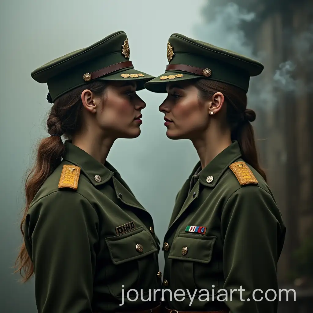 Young-Ladies-in-Military-Clothing-Surrounded-by-Smoke-and-Whispers