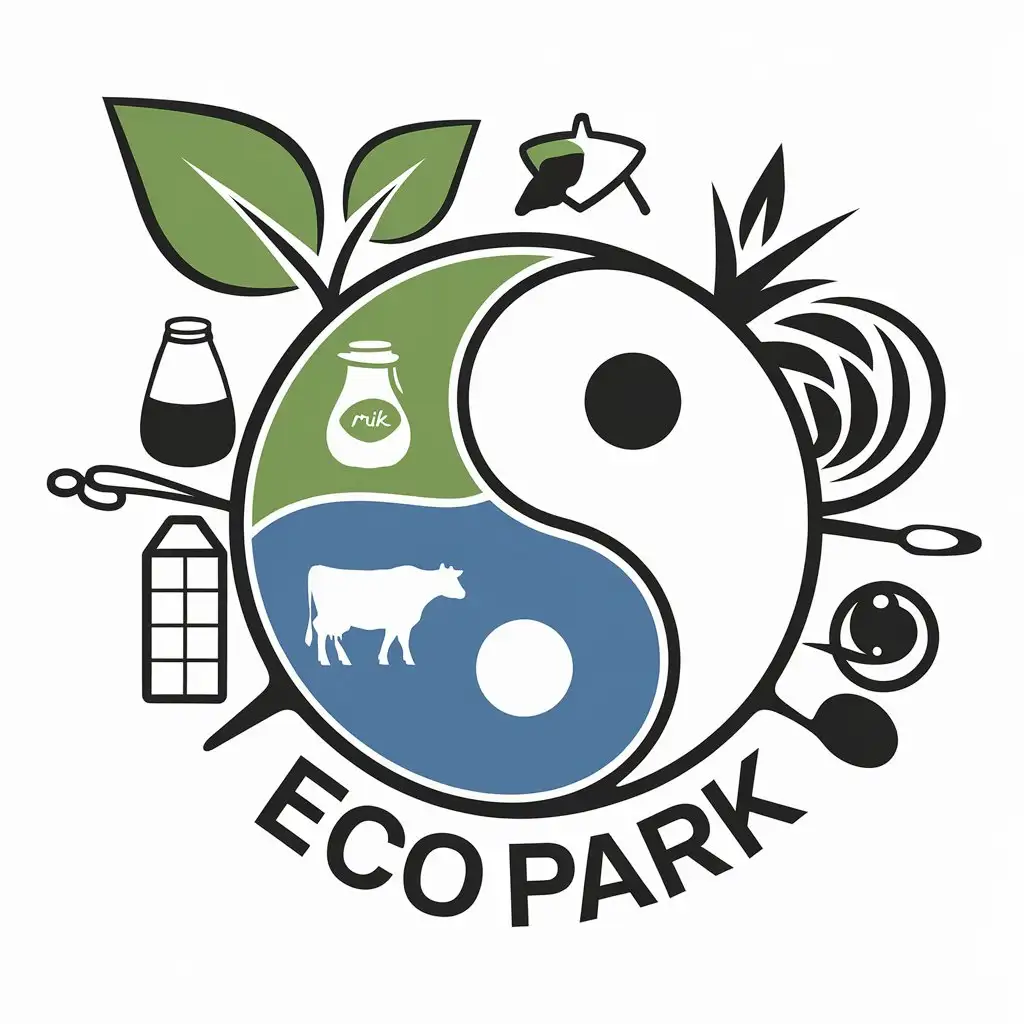 LOGO Design for ECO PARK Leaf Milk Cow Resort and Yin Yang Theme for Travel Industry