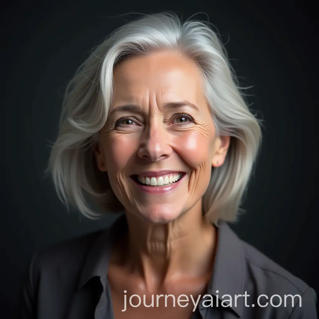 UltraRealistic-Portrait-of-a-Smiling-Senior-Woman-with-Silver-Hair-in-Studio-Lighting