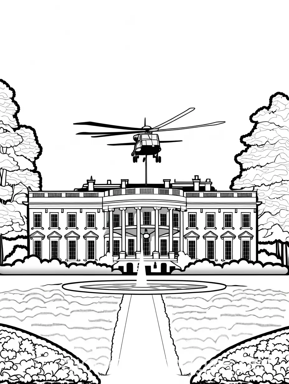 Marine-One-Helicopter-Landing-at-White-House-Coloring-Page