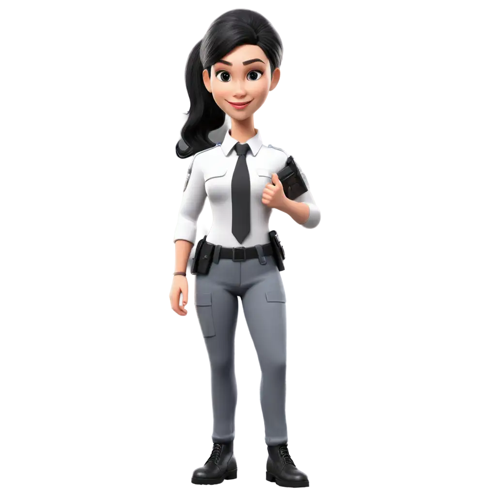 UltraRealistic-3D-PNG-of-Woman-in-White-Security-Uniform-with-Walkie-Talkie