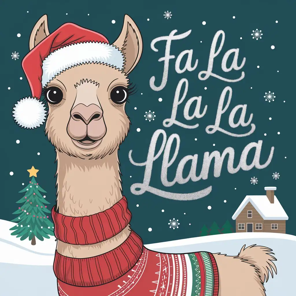 Whimsical Typography Featuring a Festive Llama