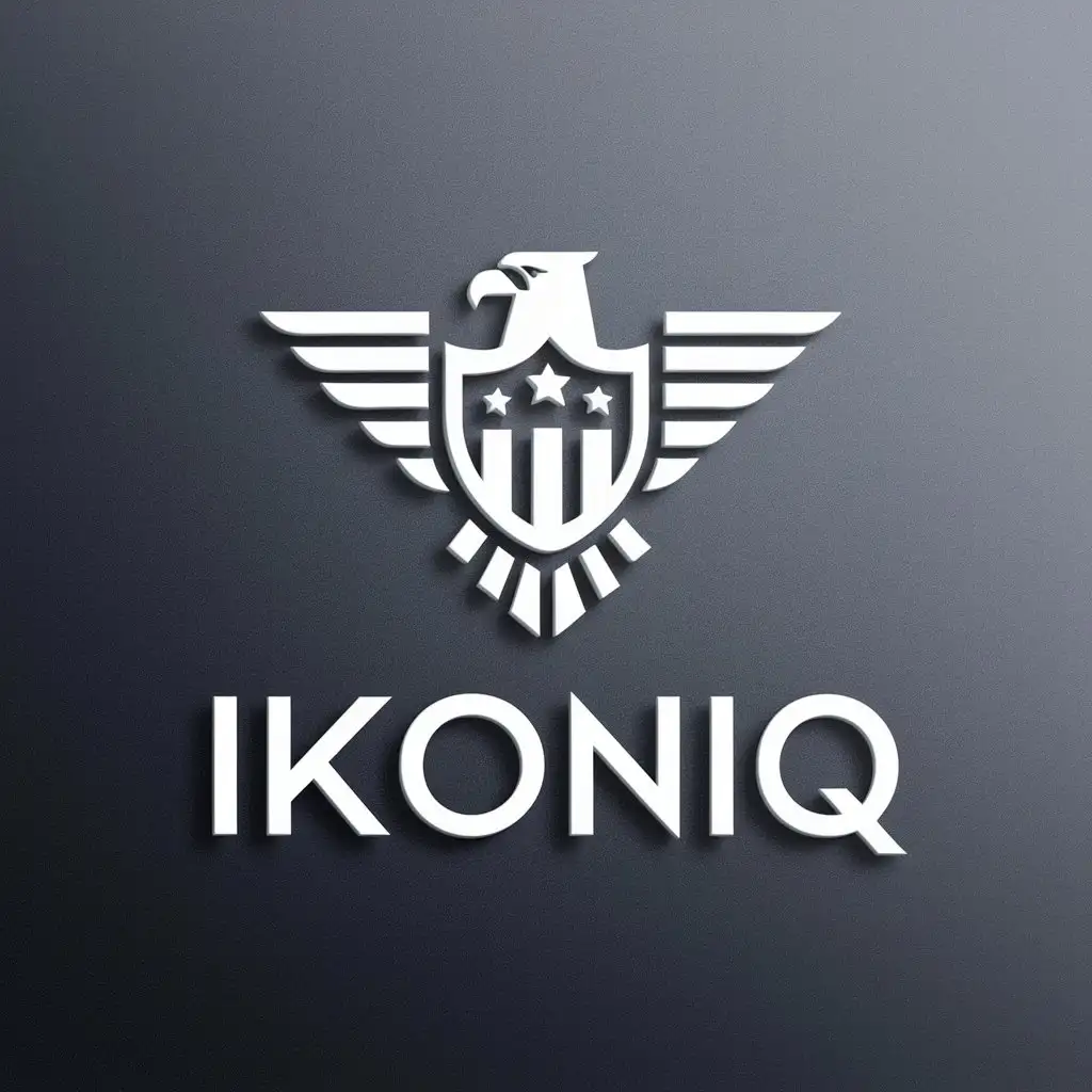 LOGO Design for IKONIQ Minimalistic Eagle Shield with Stars in Retail Industry