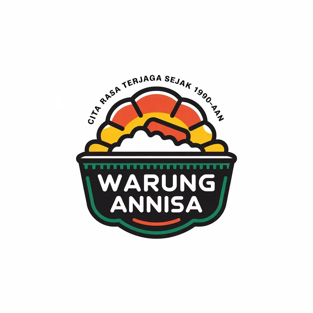 LOGO Design for Warung Annisa Colorful Food Beverage Theme with Slogan Cita Rasa Terjaga Sejak 1990an