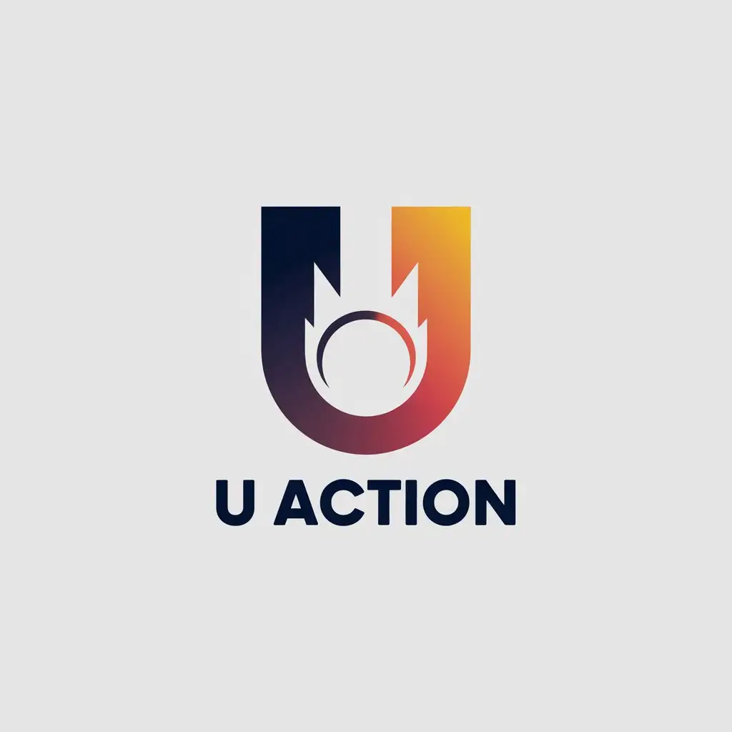 LOGO Design for U Action Minimalistic Force Symbol for Sports Fitness Industry