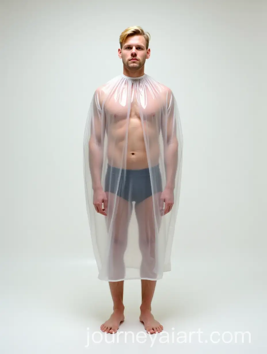 Man-Wrapped-in-Waterproof-Full-Body-Plastic-Shower-Cover
