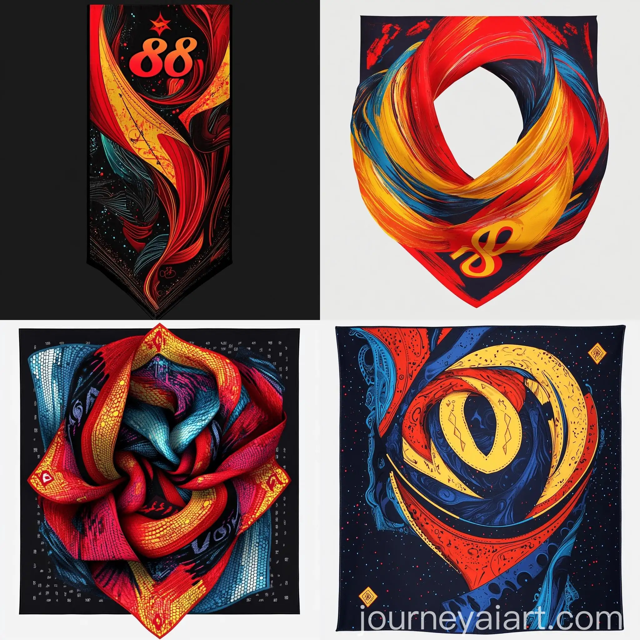 Tube-Scarf-Design-with-Number-888-Inspired-by-a-Colorful-Artwork