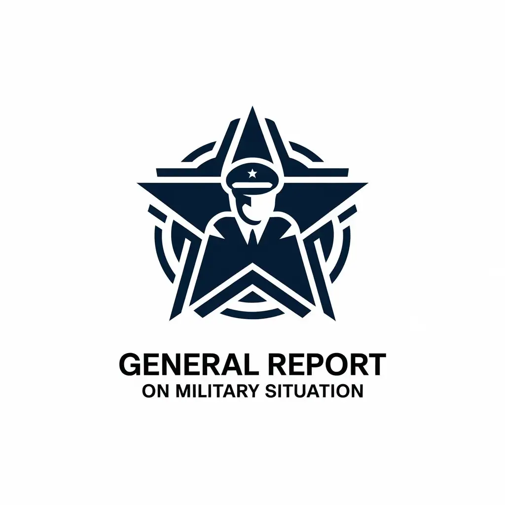 a vector logo design,with the text "general report on military situation", main symbol:five-star general,Moderate,be used in Internet industry,clear background