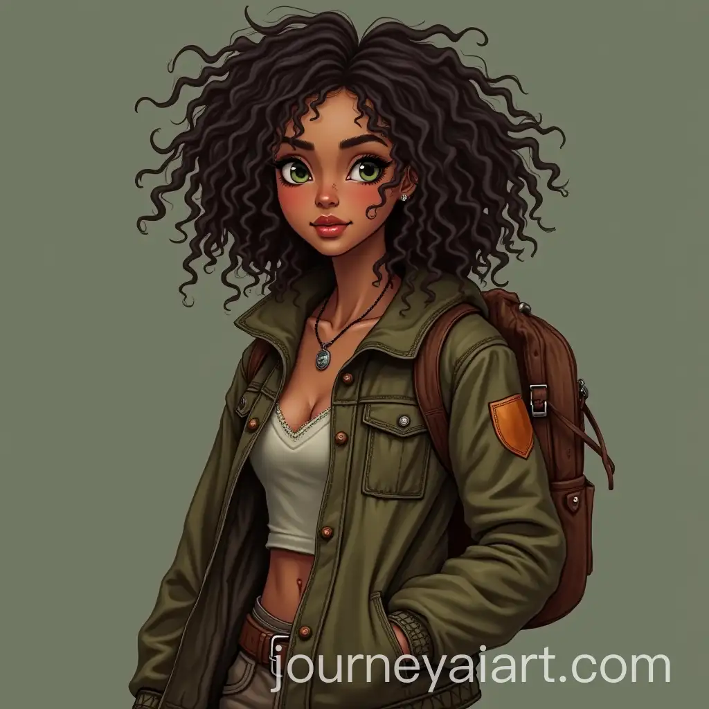 Confident-Young-Woman-with-Curly-Hair-and-Vintage-Explorer-Style