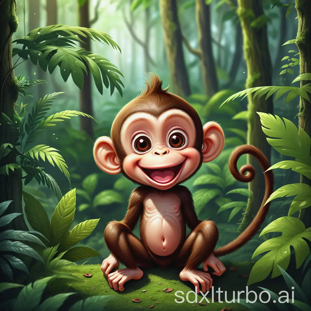 Happy-Little-Monkey-Playing-in-the-Forest